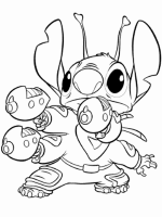 A coloring page of lilo and stitch